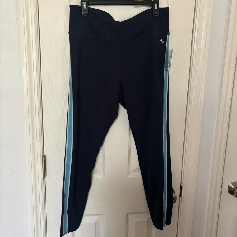 Kylan Navy Blue Leggings with Blue Stripes